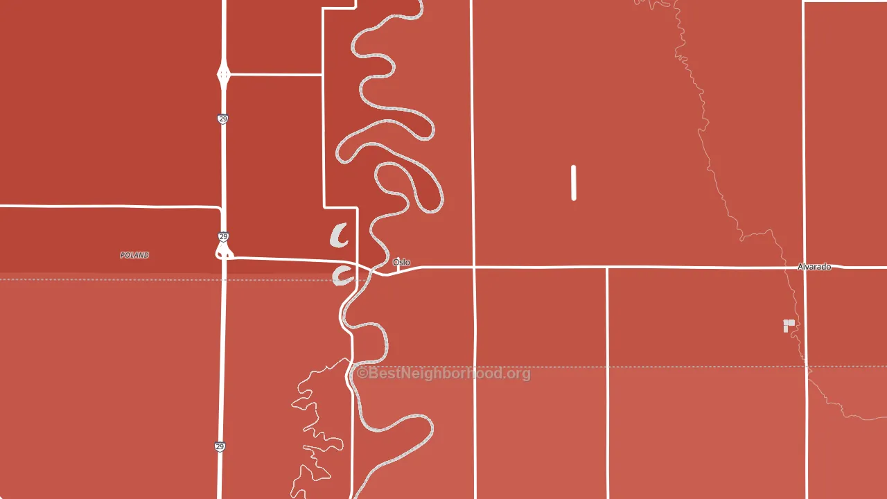 Oslo, MN block-group political-lean map