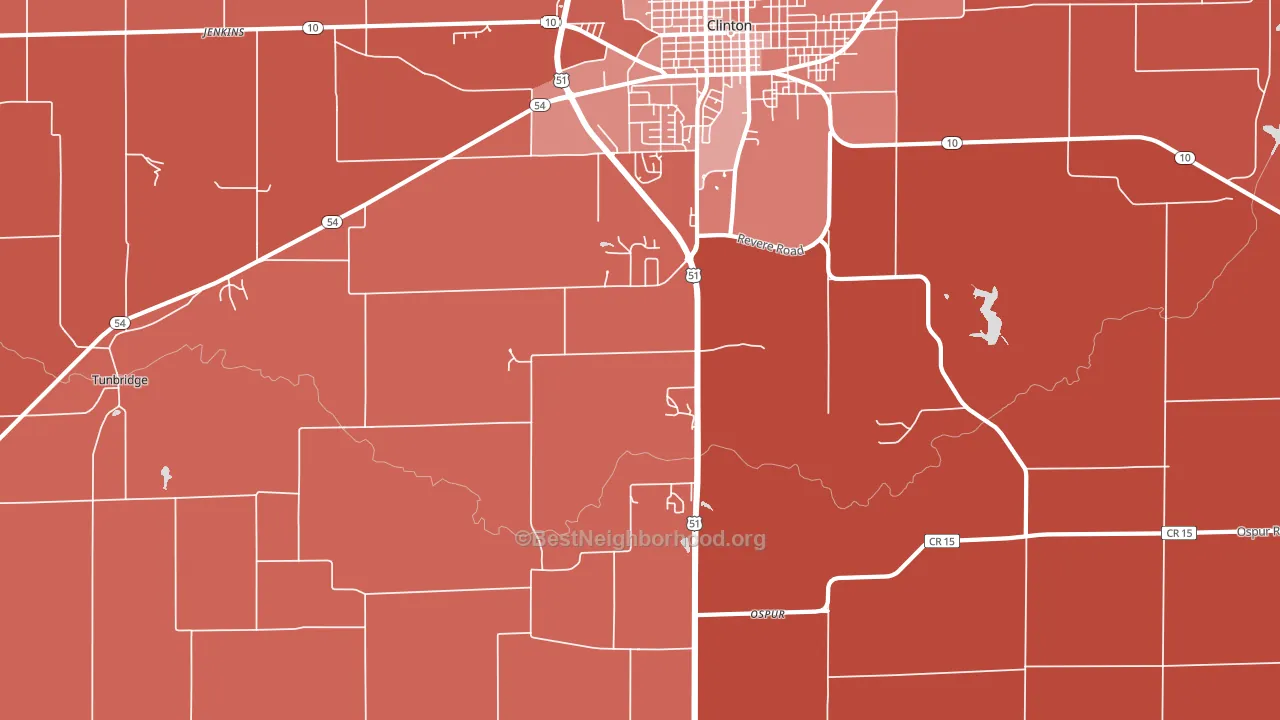 Ospur, IL block-group political-lean map