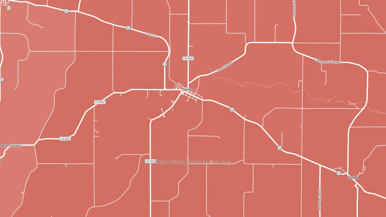 Ossian, IA block-group political-lean map