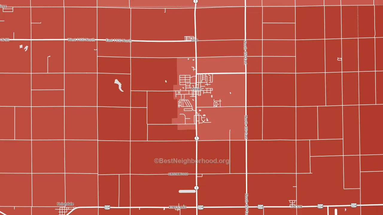 Ossian, IN block-group political-lean map