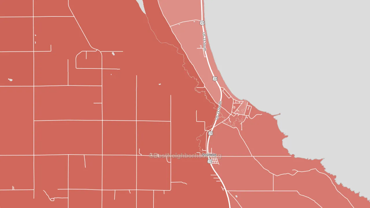 Ossineke, MI block-group political-lean map
