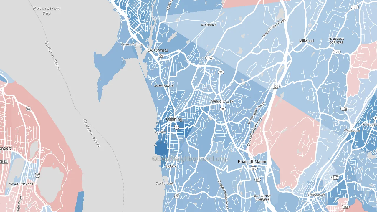 Ossining, NY block-group political-lean map