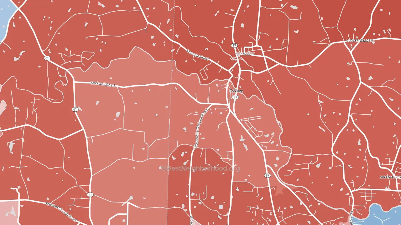 Ossipee, NC block-group political-lean map