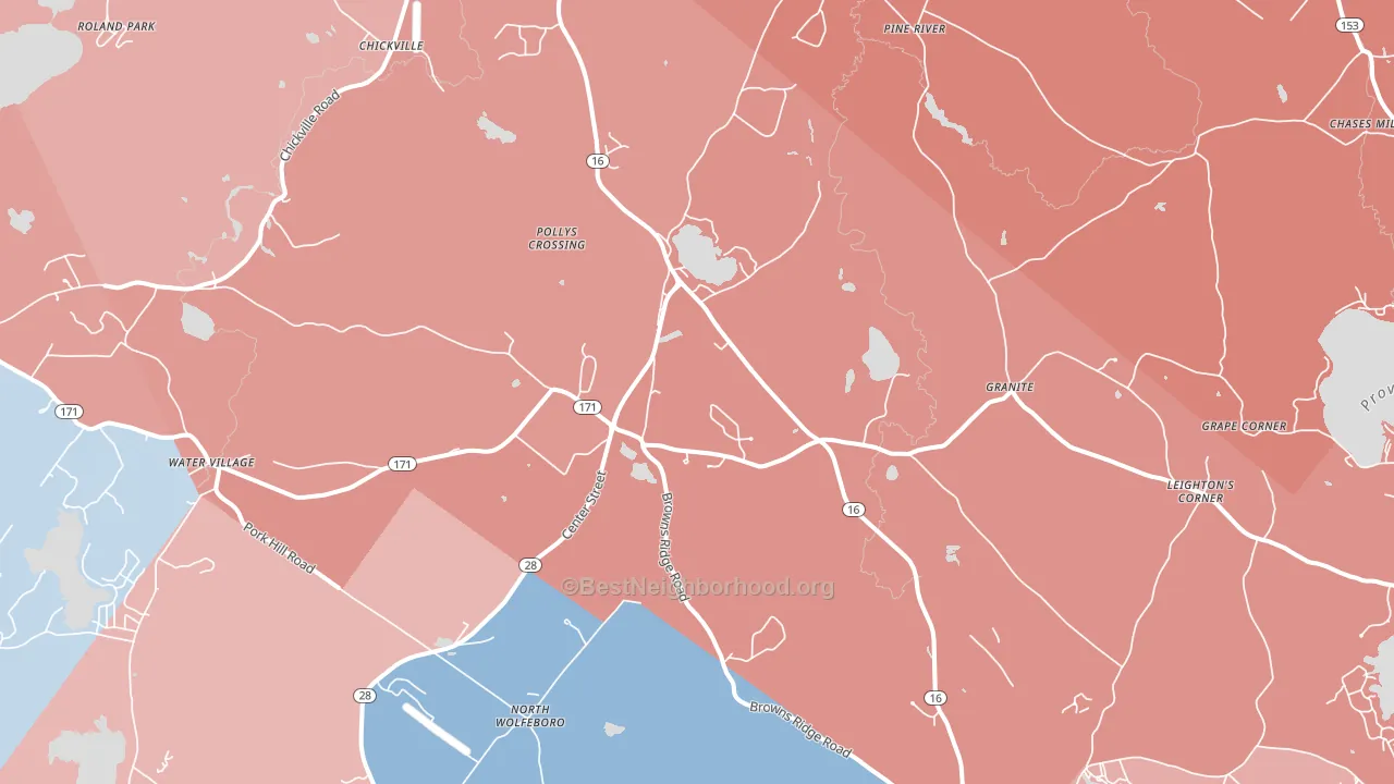 Ossipee, NH block-group political-lean map