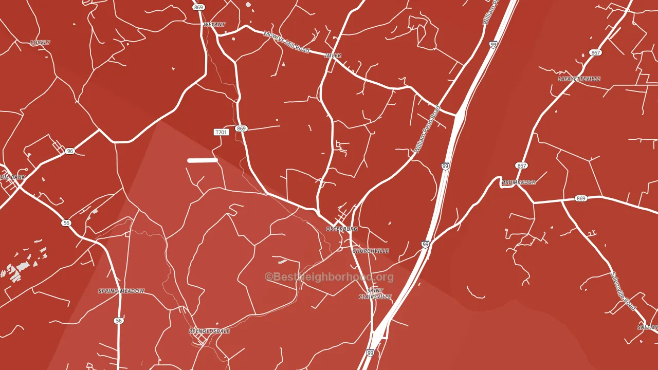 Osterburg, PA block-group political-lean map