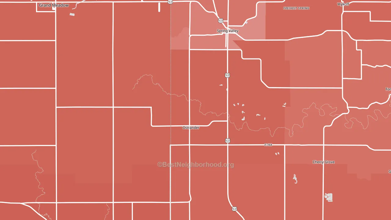 Ostrander, MN block-group political-lean map