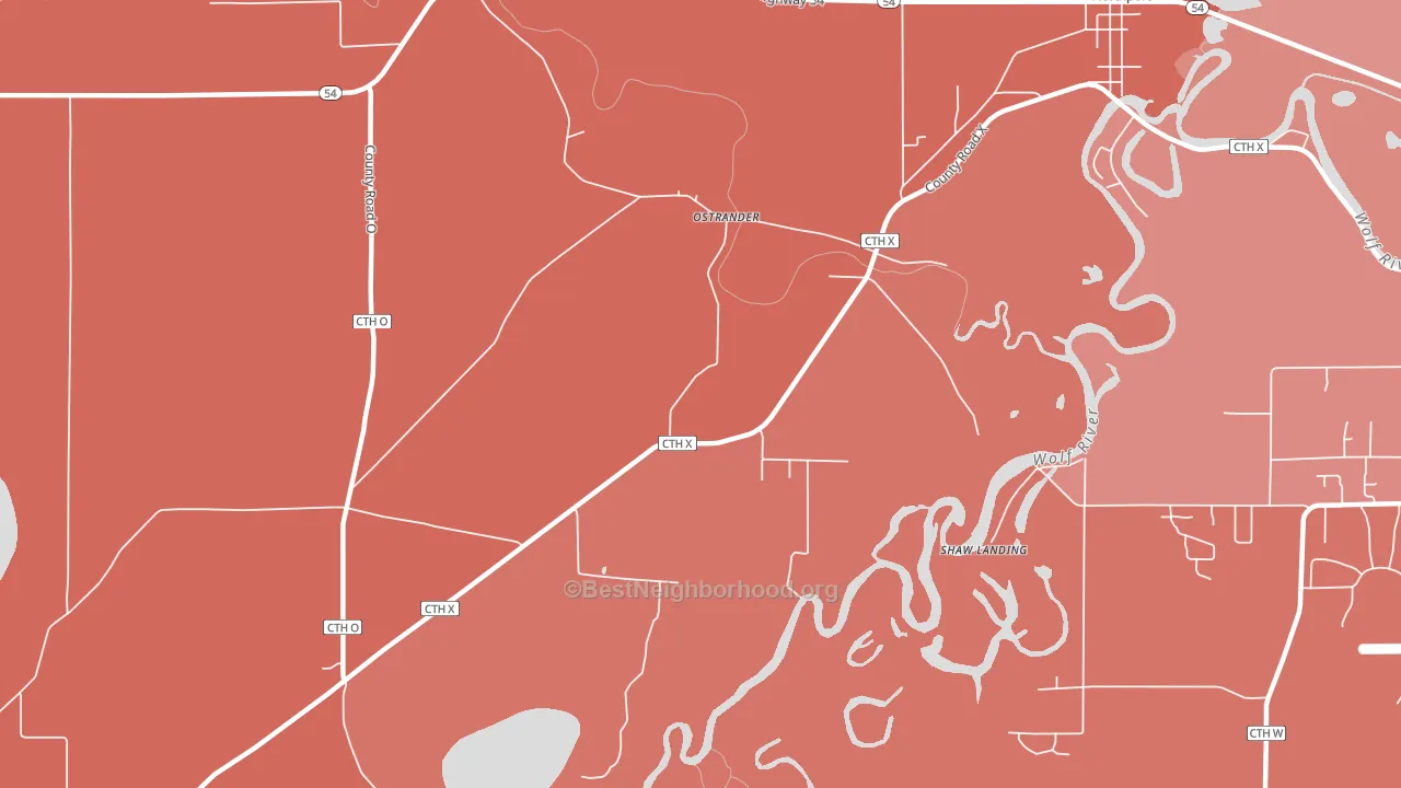 Ostrander, WI block-group political-lean map