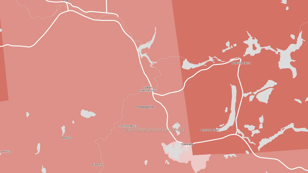 Oswegatchie, NY block-group political-lean map