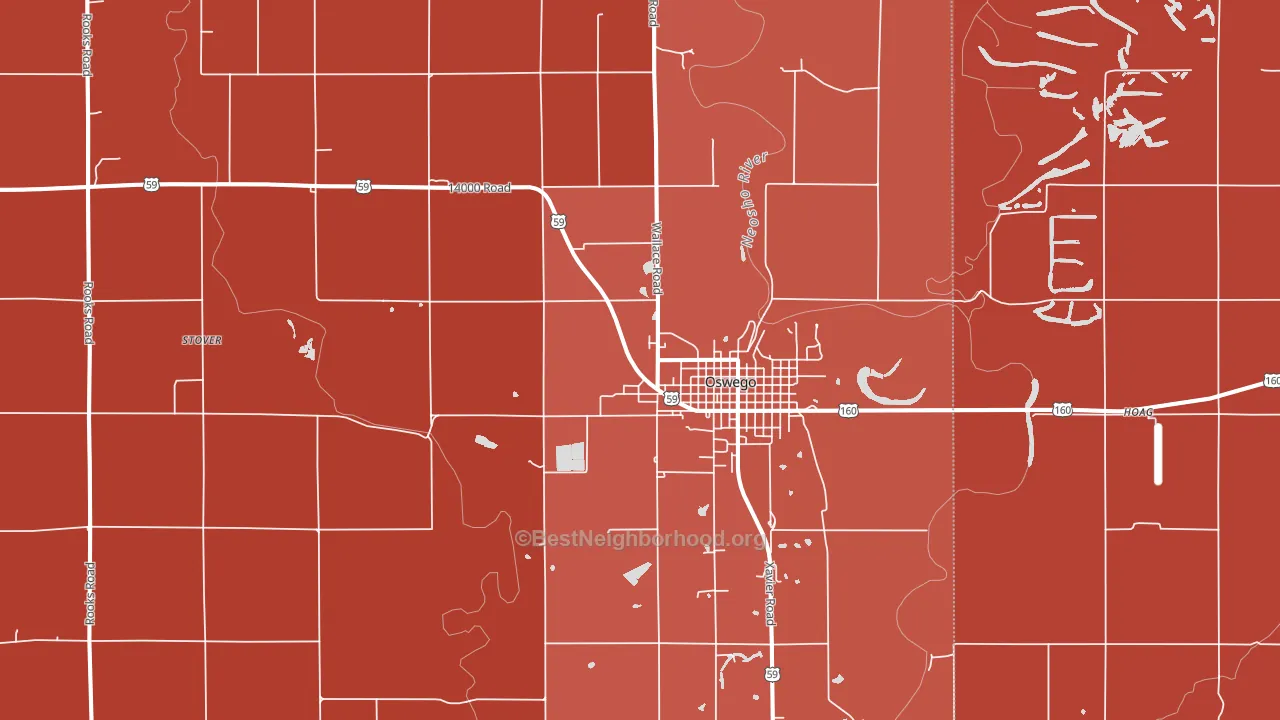 Oswego, KS block-group political-lean map