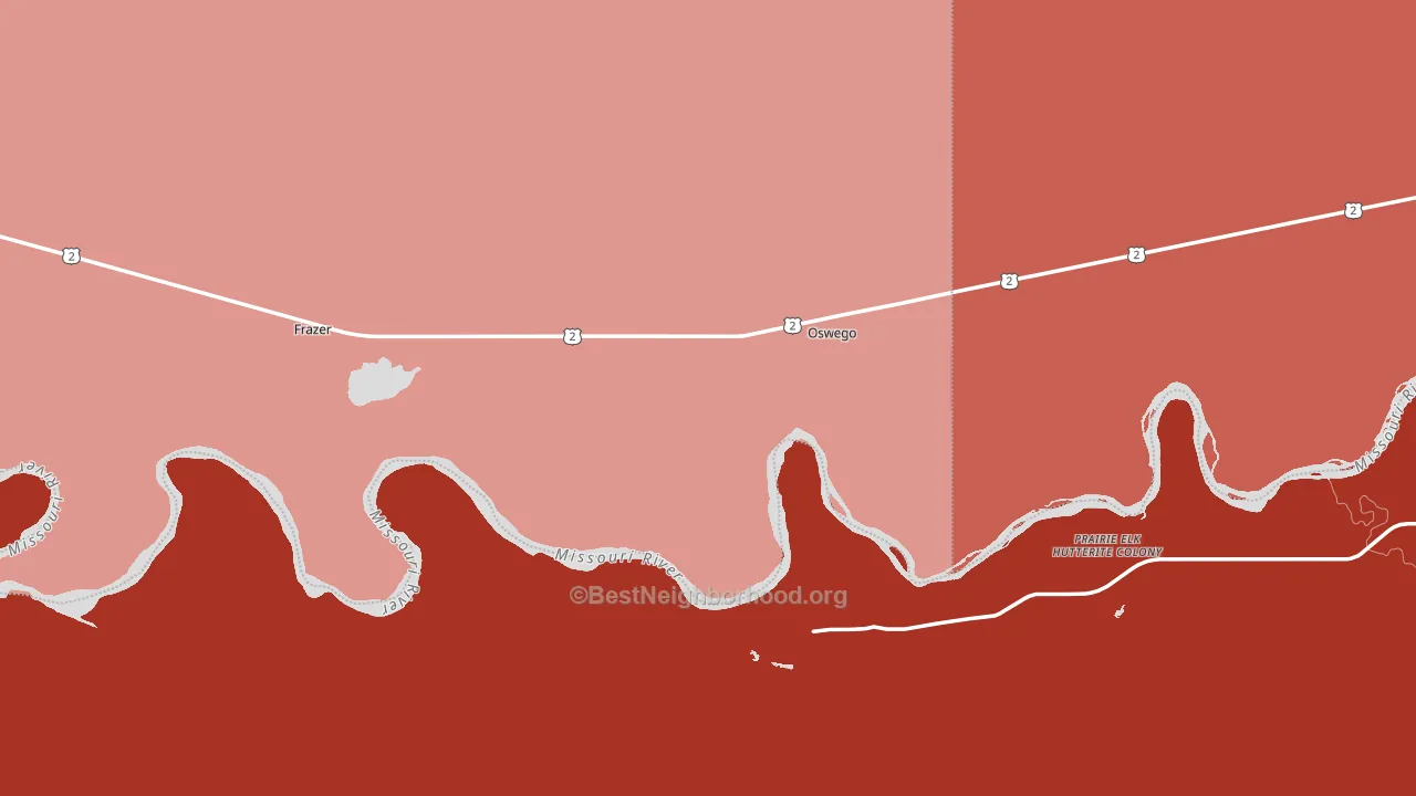 Oswego, MT block-group political-lean map