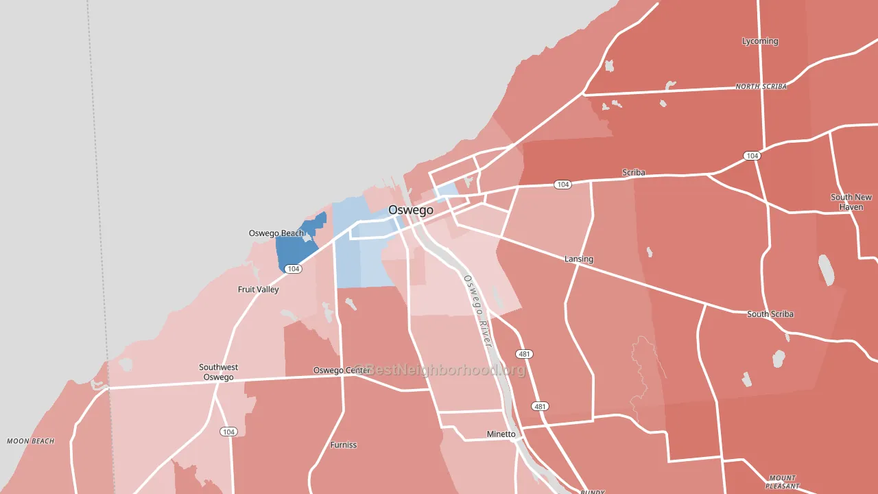 Oswego, NY block-group political-lean map