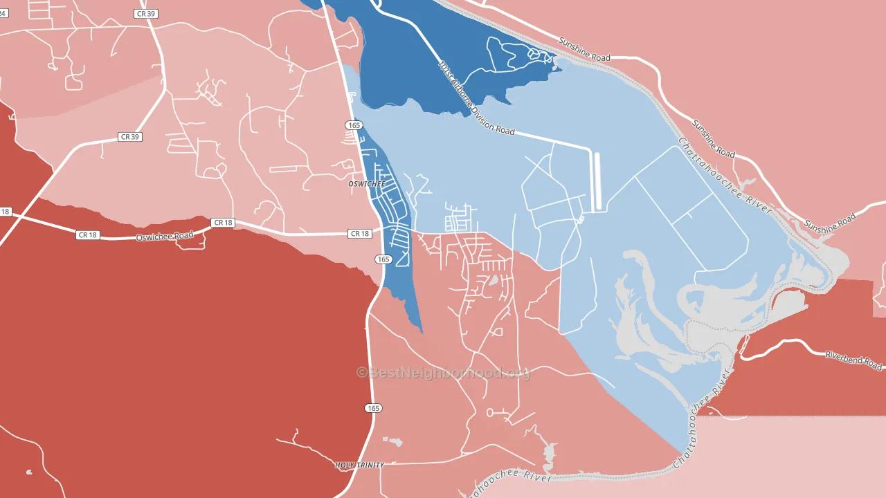 Oswichee, AL block-group political-lean map