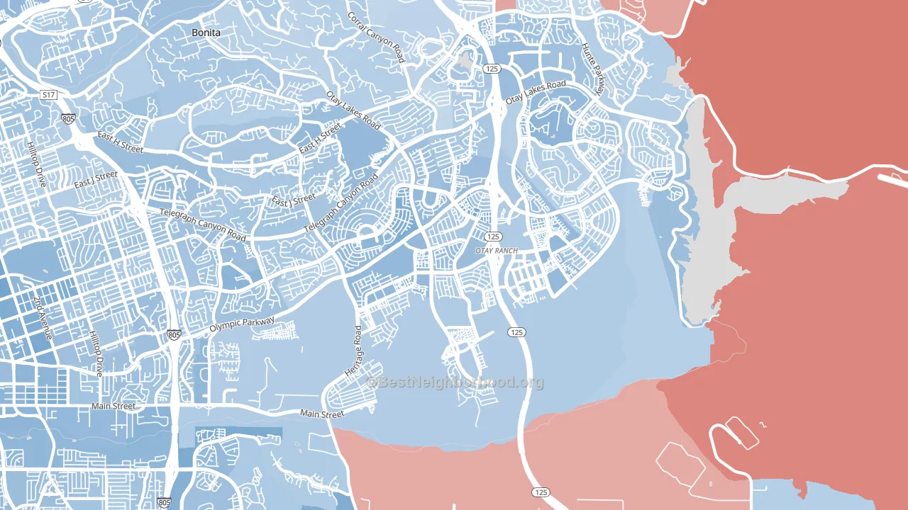 Otay Ranch, Chula Vista, CA block-group political-lean map