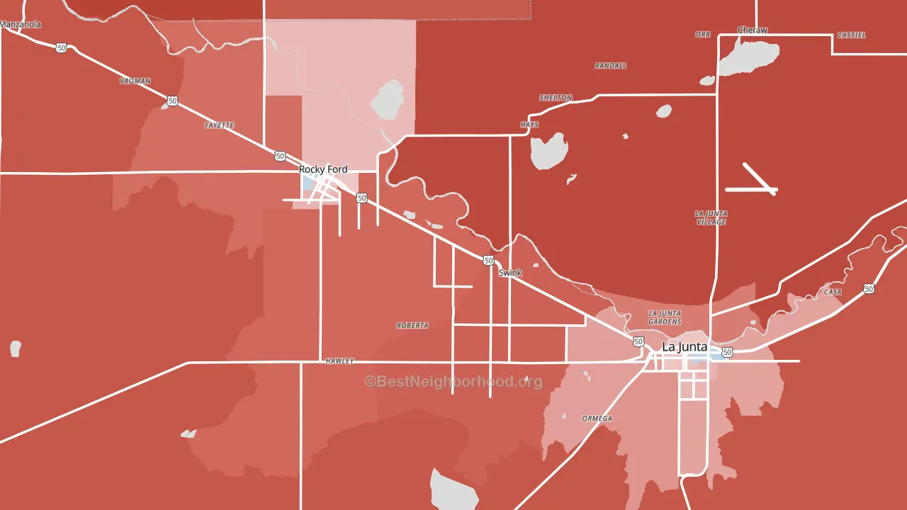 Otero County, CO block-group political-lean map