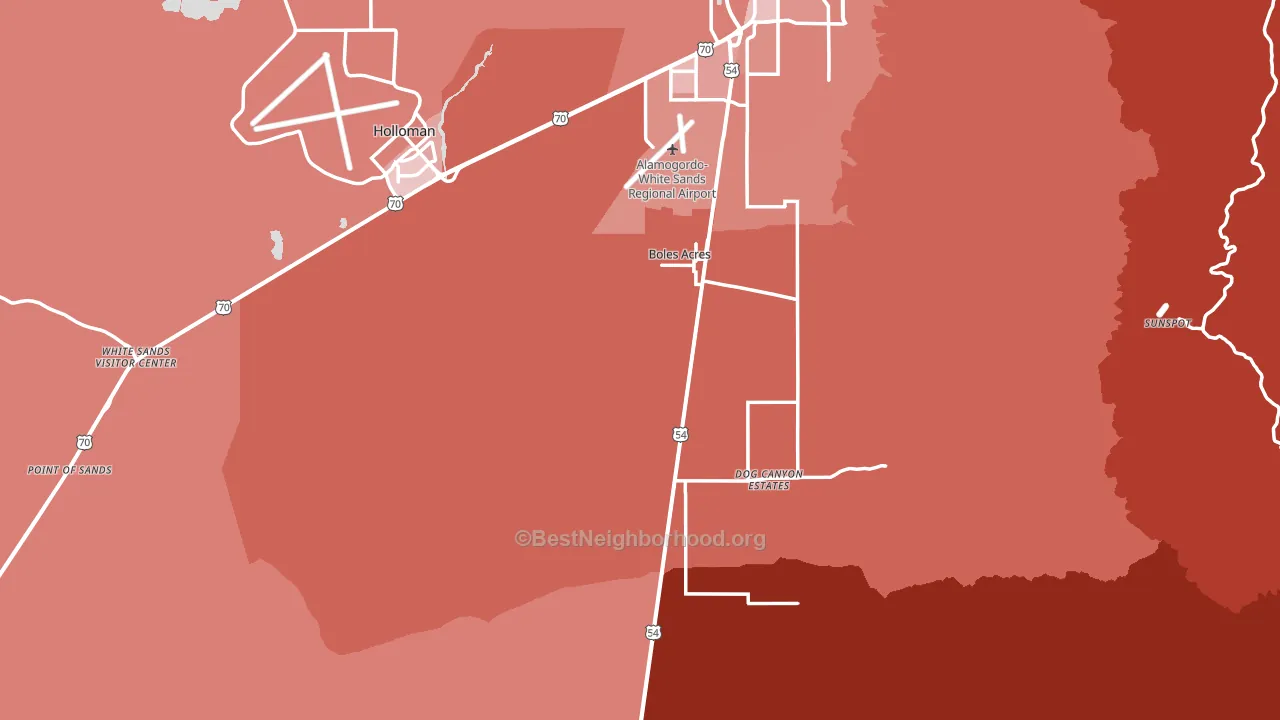 Otero County, NM block-group political-lean map