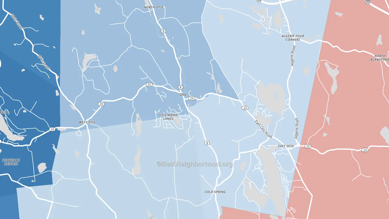 Otis, MA block-group political-lean map