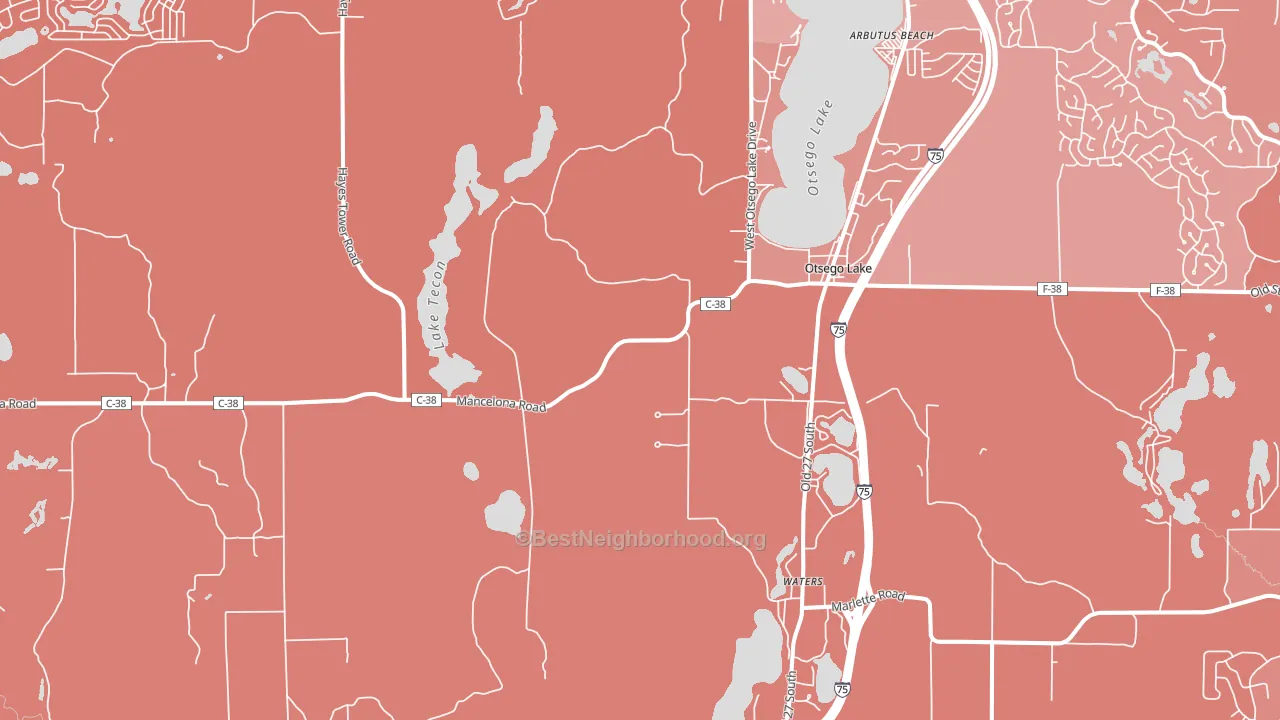 Otsego Lake, MI block-group political-lean map