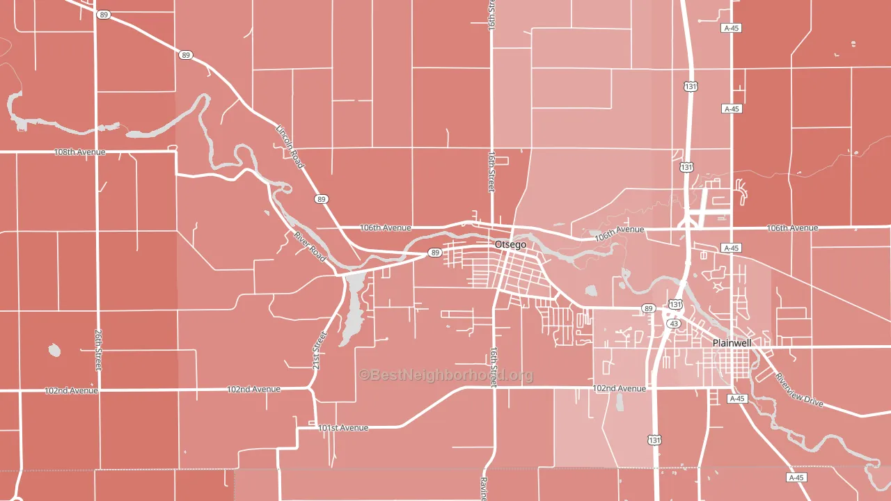 Otsego, MI block-group political-lean map