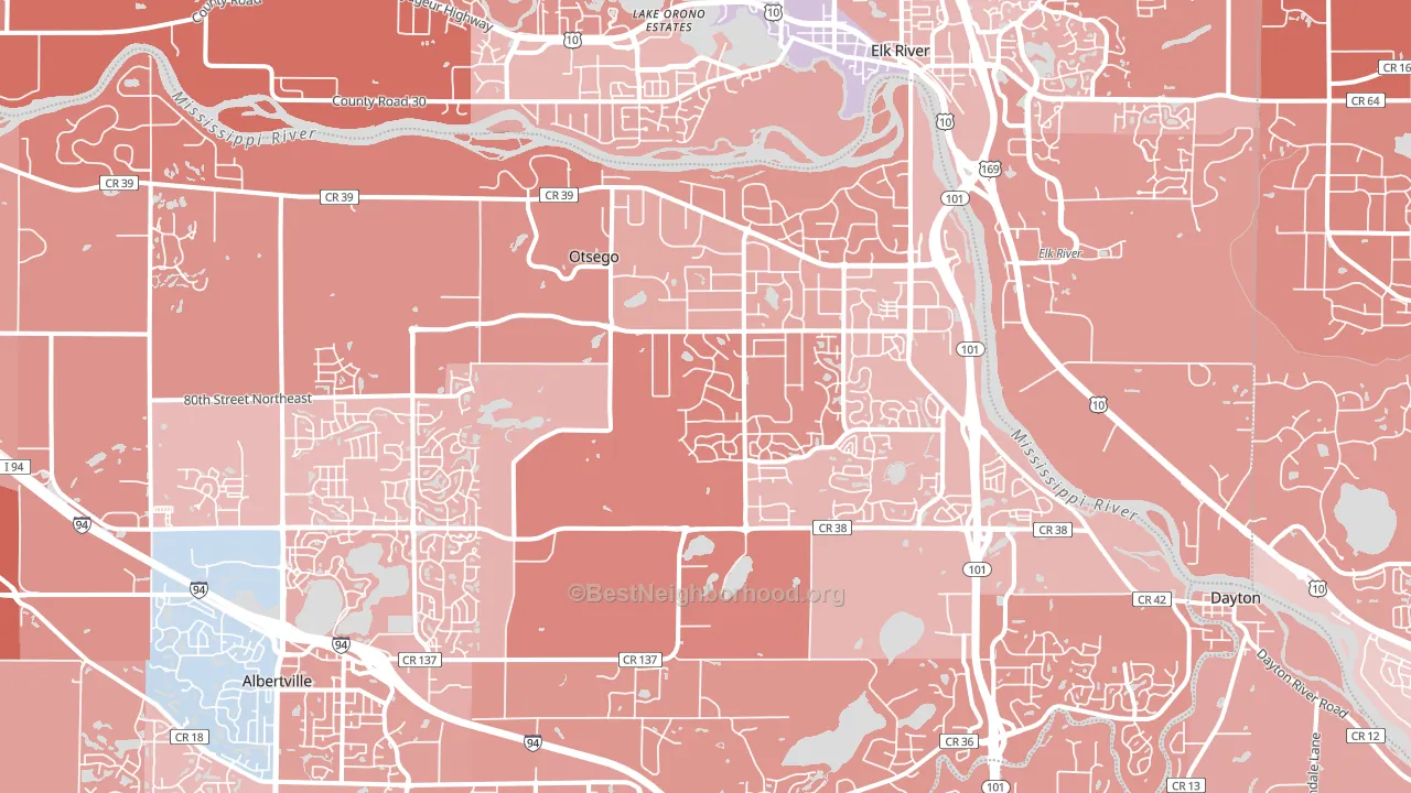 Otsego, MN block-group political-lean map