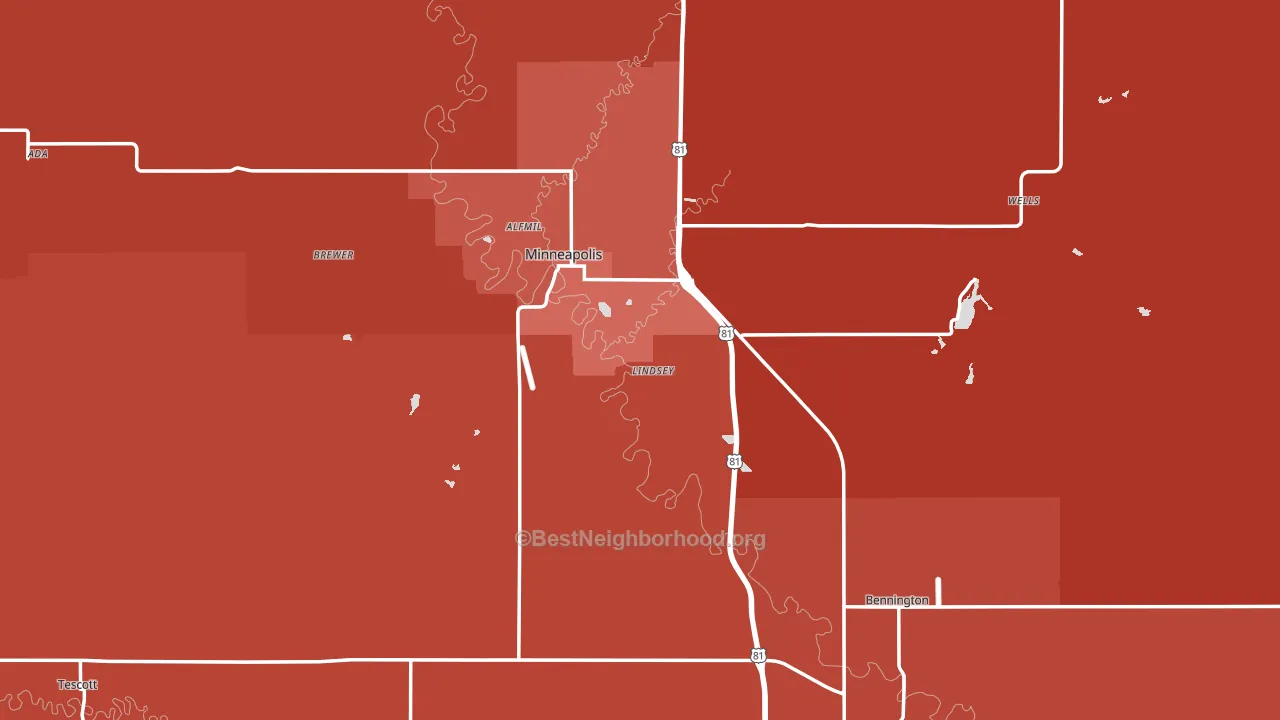 Ottawa County, KS block-group political-lean map