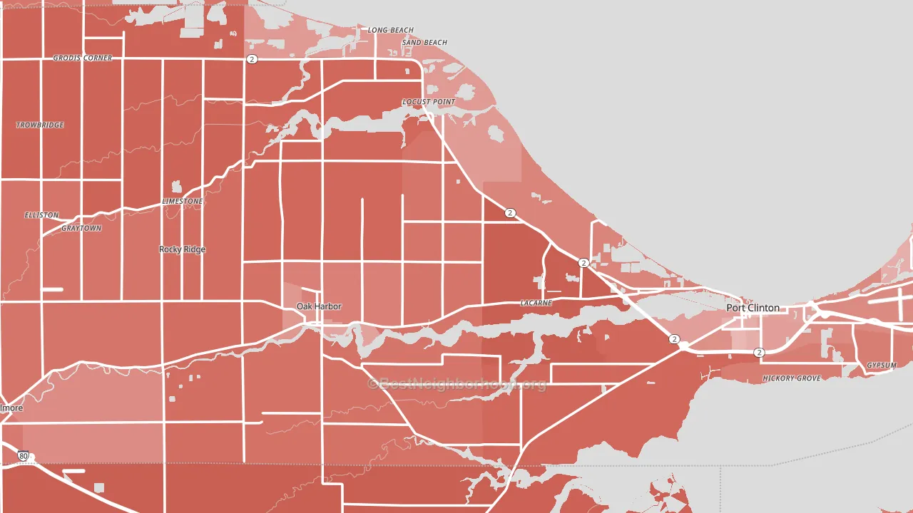 Ottawa County, OH block-group political-lean map