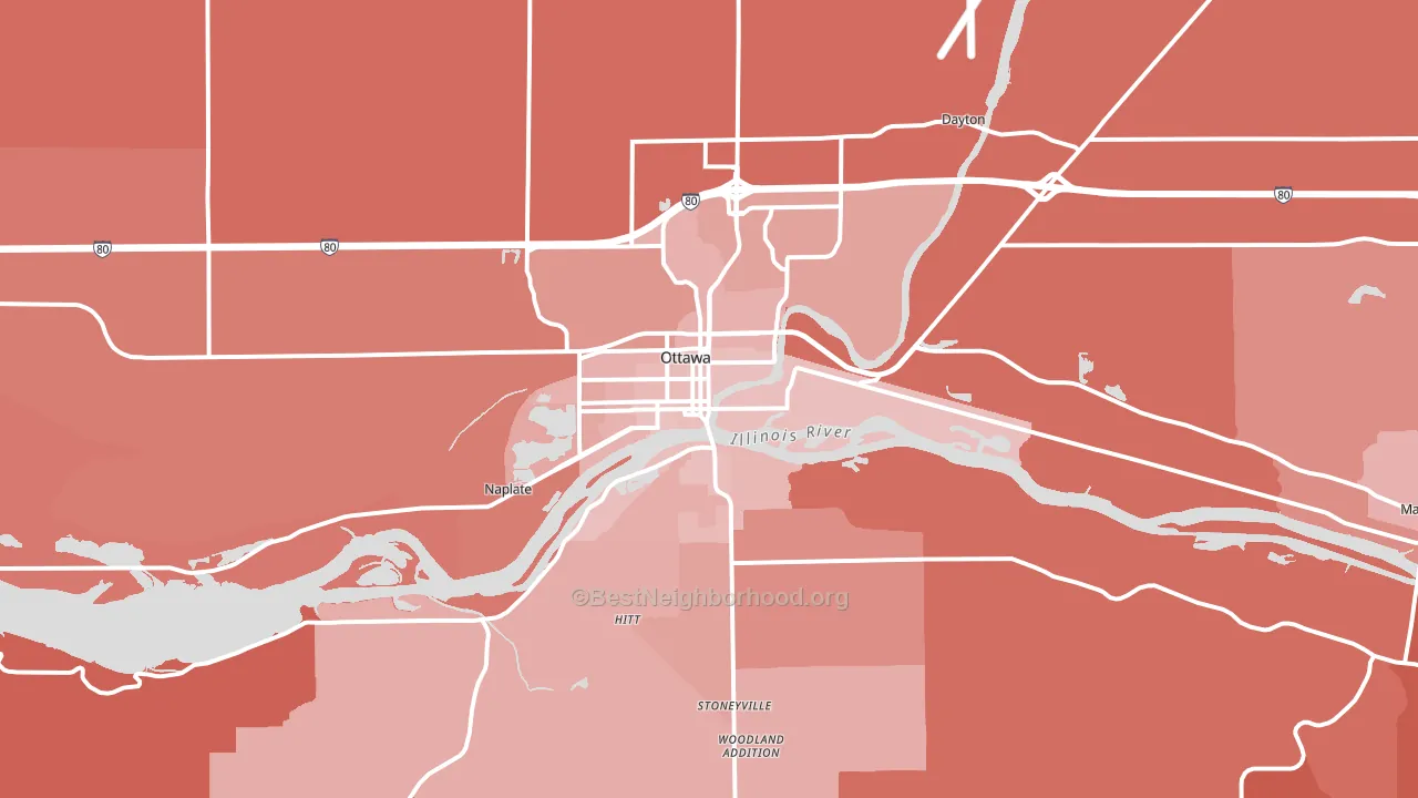Ottawa, IL block-group political-lean map