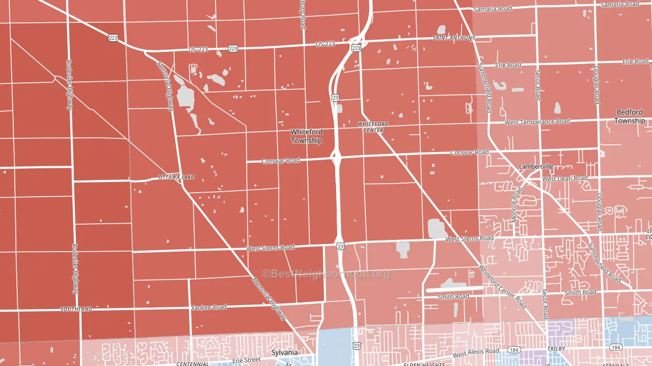 Ottawa Lake, MI block-group political-lean map