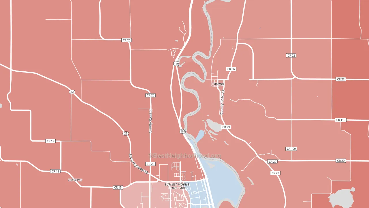 Ottawa, MN block-group political-lean map