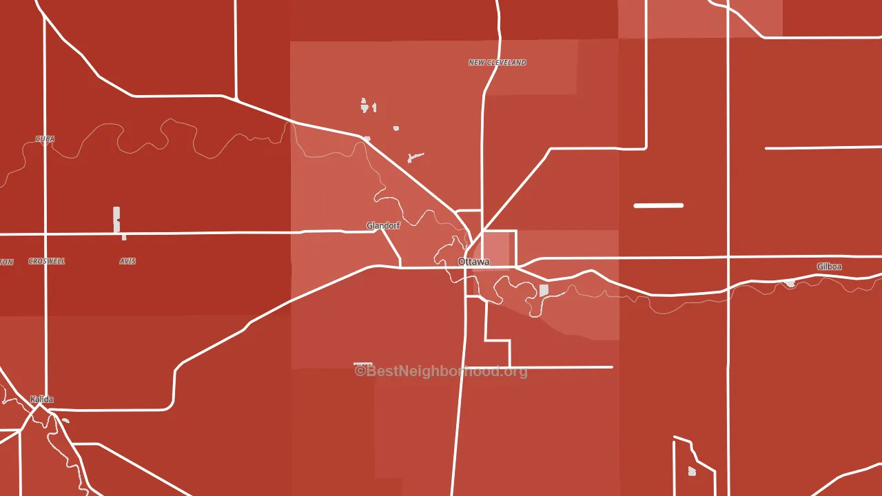 Ottawa, OH block-group political-lean map