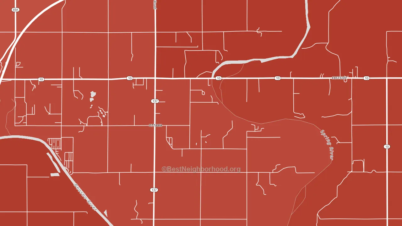 Ottawa, OK block-group political-lean map