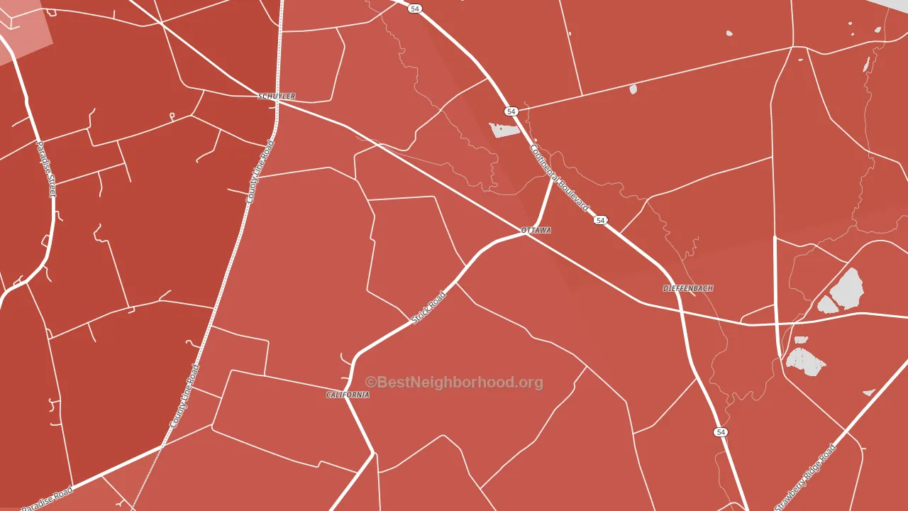 Ottawa, PA block-group political-lean map