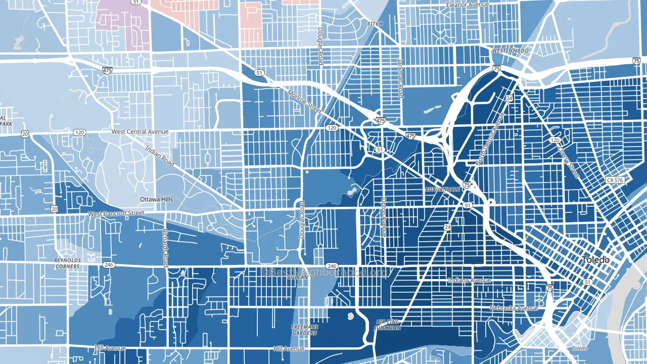 Ottawa, Toledo, OH block-group political-lean map