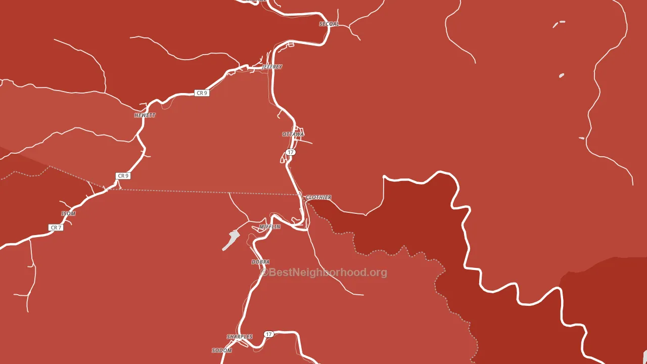 Ottawa, WV block-group political-lean map