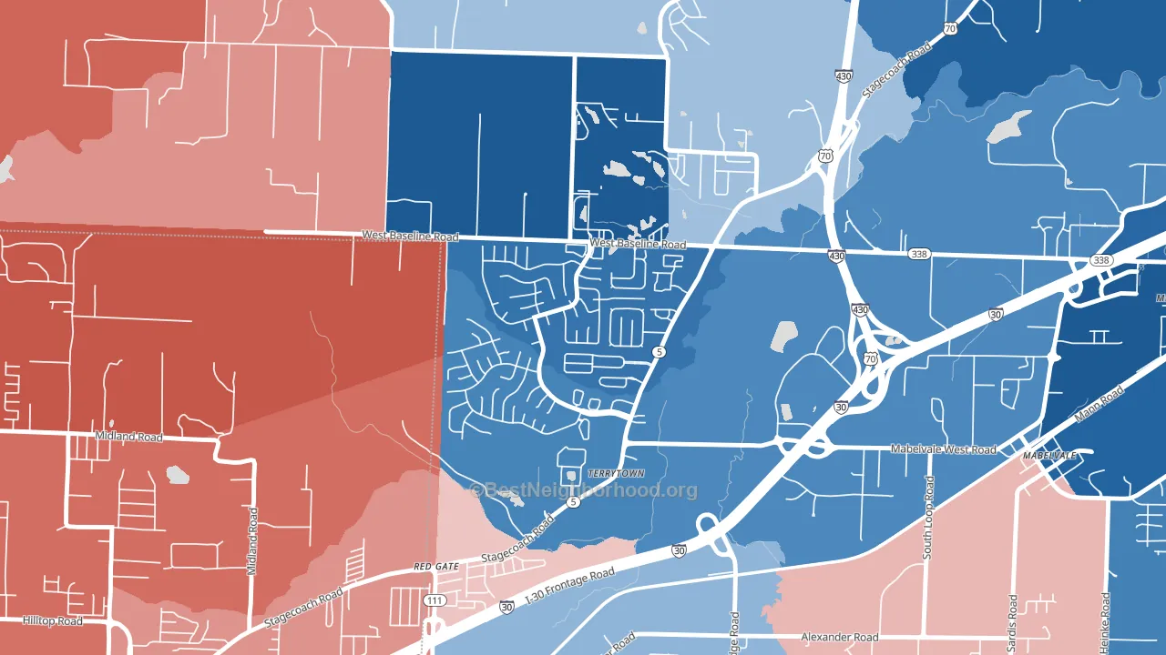 Otter Creek Crystal, Little Rock, AR block-group political-lean map