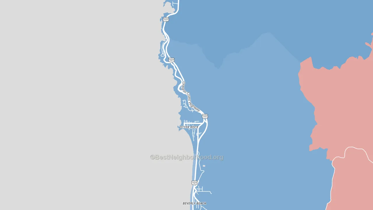 Otter Rock, OR block-group political-lean map