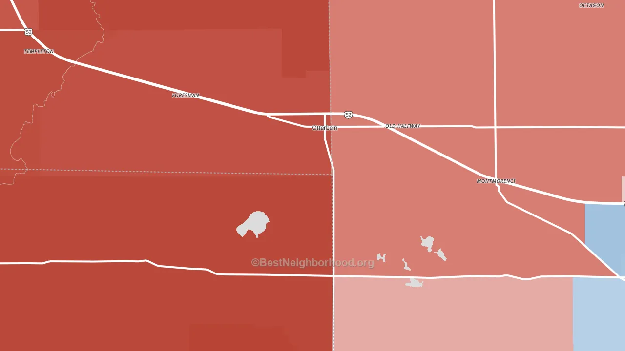 Otterbein, IN block-group political-lean map