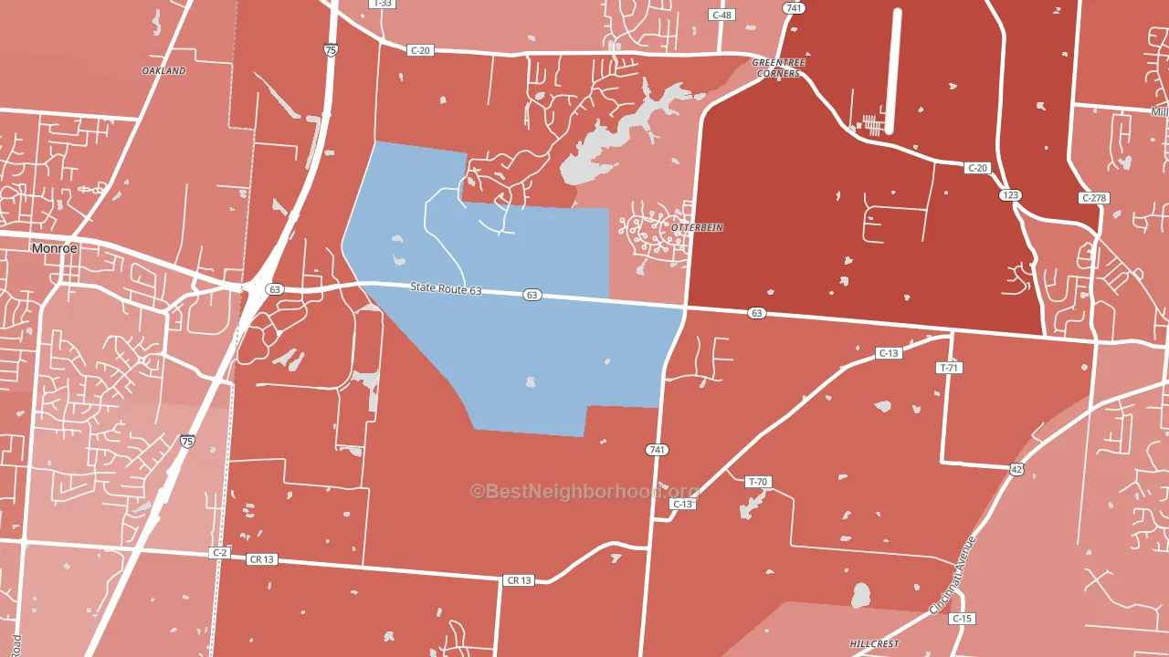 Otterbein, OH block-group political-lean map