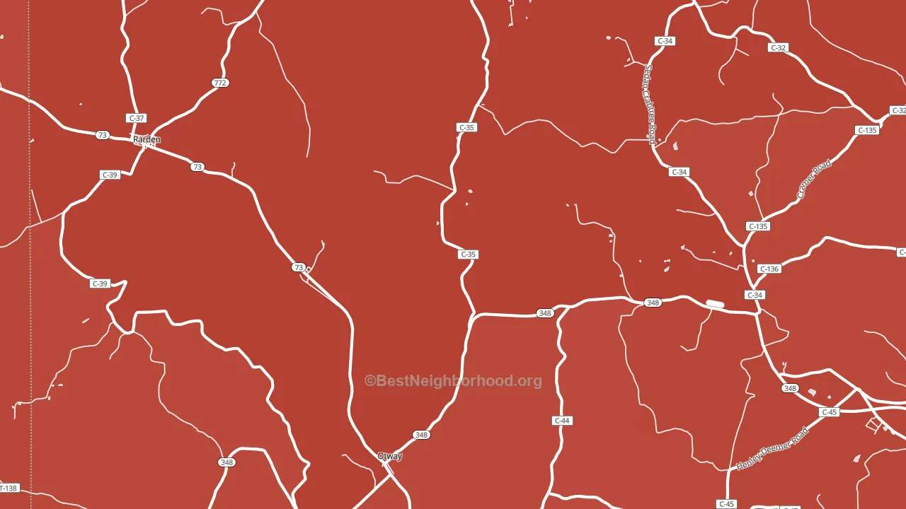 Otway, OH block-group political-lean map