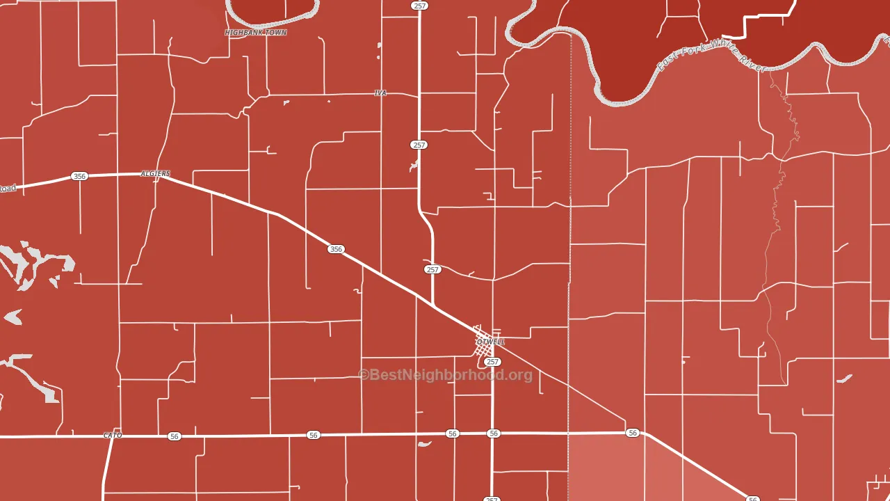 Otwell, IN block-group political-lean map