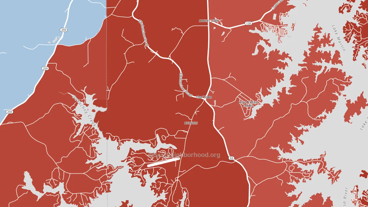 Our Town, AL block-group political-lean map