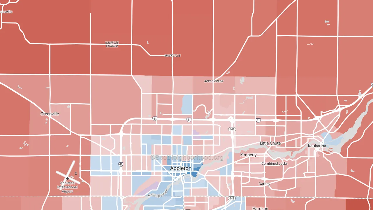 Outagamie County, WI block-group political-lean map