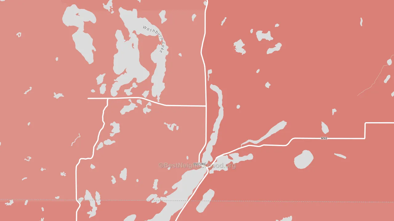Outing, MN block-group political-lean map