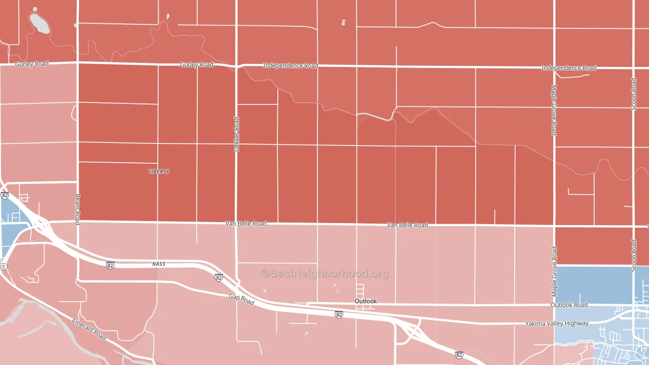 Outlook, WA block-group political-lean map