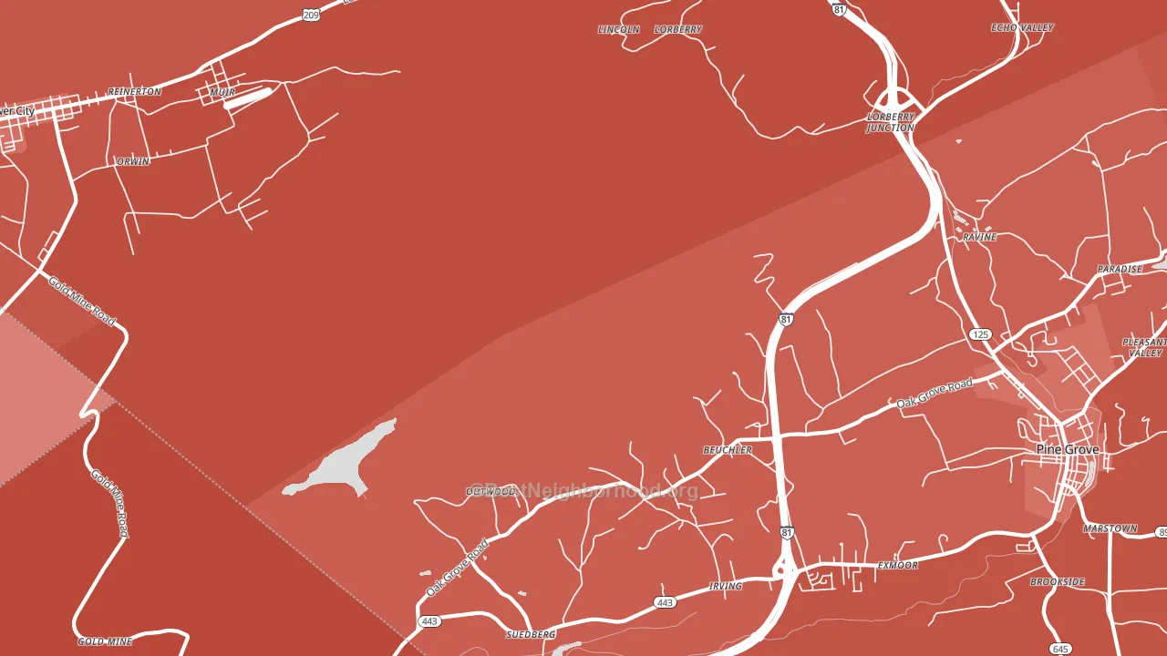 Outwood, PA block-group political-lean map