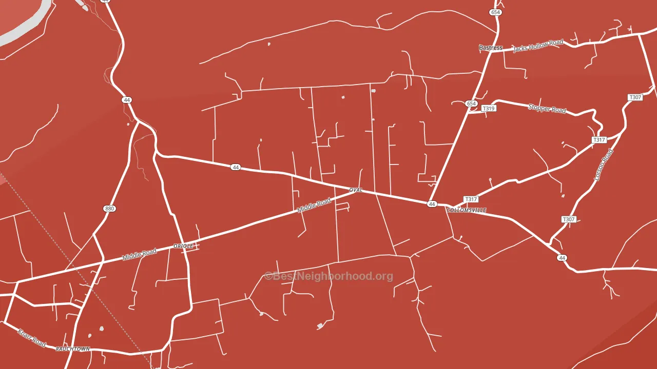 Oval, PA block-group political-lean map