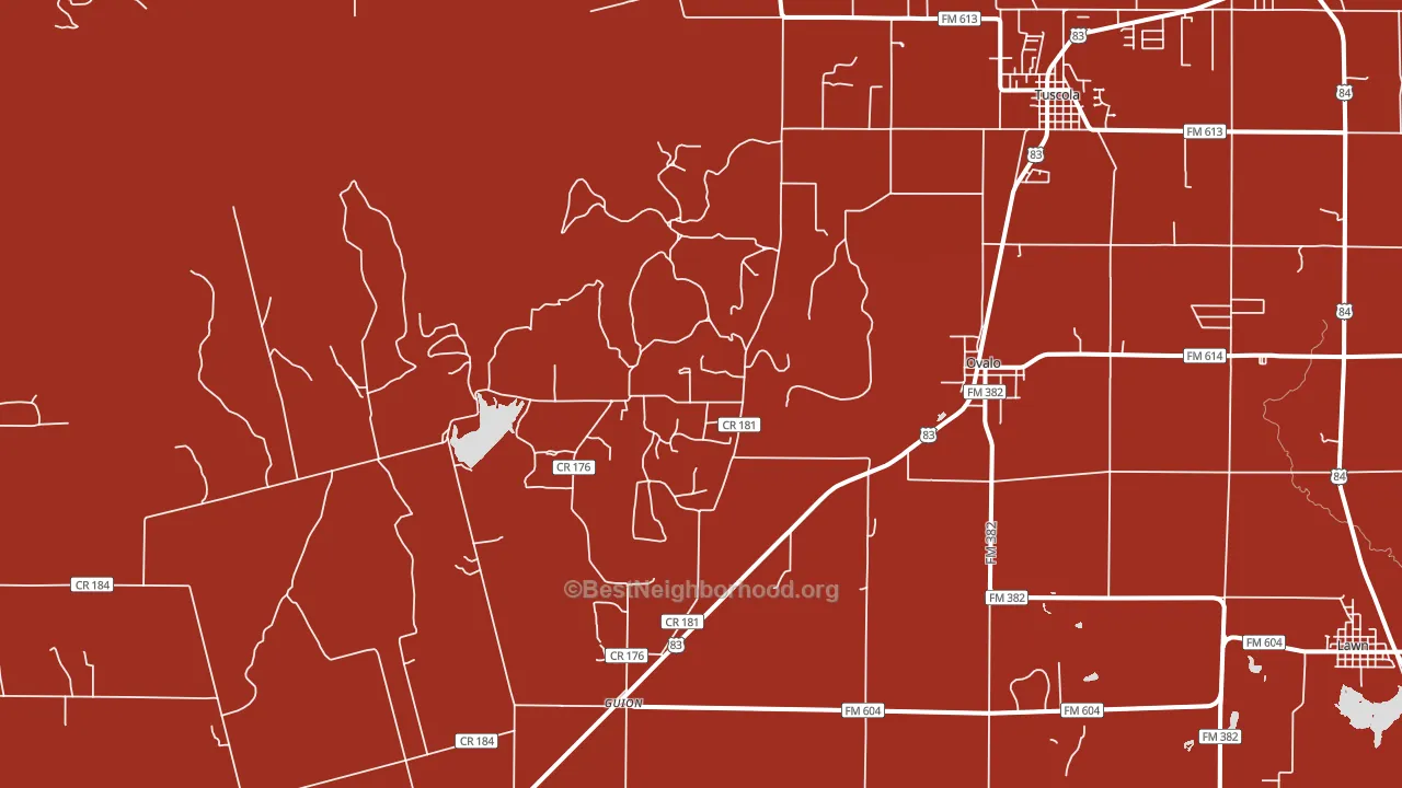 Ovalo, TX block-group political-lean map