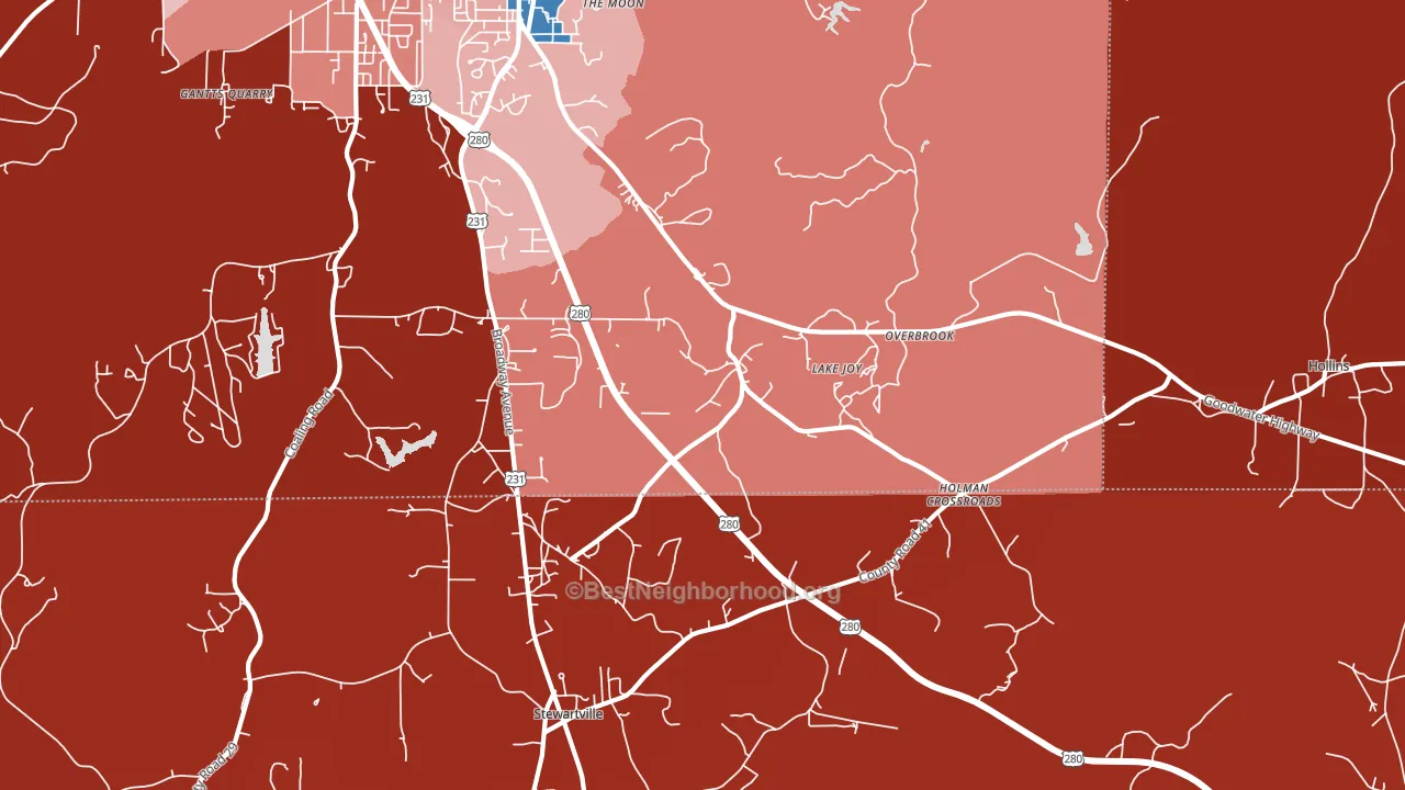 Overbrook, AL block-group political-lean map