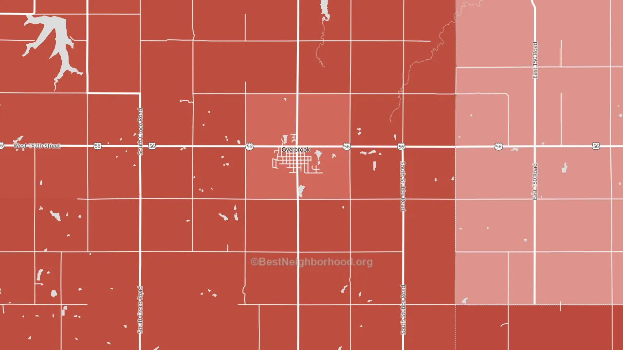 Overbrook, KS block-group political-lean map