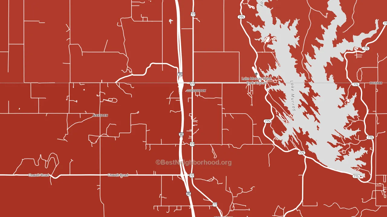 Overbrook, OK block-group political-lean map