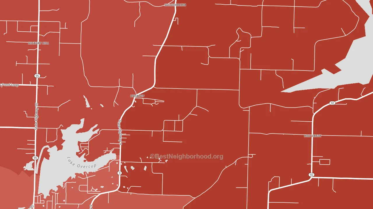 Overcup, AR block-group political-lean map